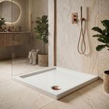 Dušas paliktnis Rea Belmond White 80x80 Brush Copper