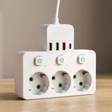 Listwa zasilająca 3 gniazda + 3x USB-A + USB-C JNH018 Biała