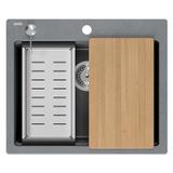 Granite sink KURT 110 WORKSTATION Grey Metallic