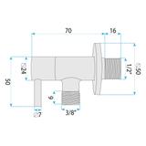 Kutni ventil 1/2" x 3/8" Brush Copper