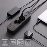 Listwa zasilająca Przedłużacz 2 gniazda + 2x USB-A + USB-C JNH023-2B Czarny