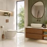 Ensemble WC Suspendu Focus + Lavabo à Poser Rea Focus Creme