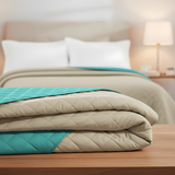 Narzuta dwustronna pikowana Inez beżowo-miętowy