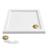 Dušas paliktnis Rea Belmond White 80x80 Brush Gold