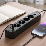 Listwa zasilająca Przedłużacz 4 gniazda + 2x USB-A + USB-C JNH025-4B Czarna