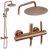 Set de duș fără pipă cu termostat Rea Lungo Copper Brush