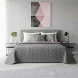 Narzuta dwustronna pikowana Inez  ciemnoszary-różowy