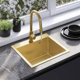 Стоманена мивка с комплект аксесоари 3 бр. REA Leo 50 Brush Gold