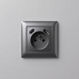 Gniazdo pojedyncze z uziemieniem + USB-A USB-C z ramką OSTE JNH004-G Szare