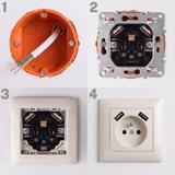 Gniazdo pojedyncze z uziemieniem + 2x USB-A z ramką OSTE JNH003-G Beżowe