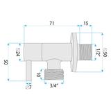 Ugaoni ventil 1/2" x 3/4" Brush Copper