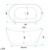 Brīvistāvoša vanna Rea Ferrano Slim 180