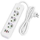 Listwa zasilająca Przedłużacz 3 gniazda + 2x USB-A + USB-C JNH020-3A Biały