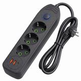 Listwa zasilająca Przedłużacz 3 gniazda + 2x USB-A + USB-C JNH024-3B Czarny