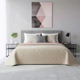 Narzuta dwustronna pikowana Inez beżowo-różowy