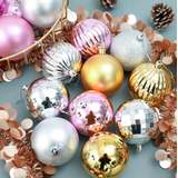 BOMBKI CHOINKOWE RÓŻOWE 34 SZT SYSD1688-026