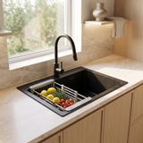 Steel sink with 3-piece accessory set REA Leo 50 Black