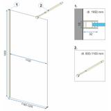 Τοίχος ντους Rea Aero Gold 120 Walk In