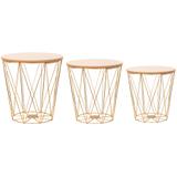 Komplet  trzech stolików drucianych TWINS gold