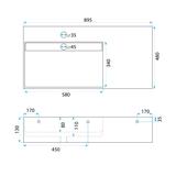 Умывальник конгломератный на столешницу  Archi 90 CM White