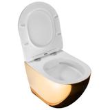 Závěsná WC mísa REA CARLO Flat Mini - Zlatá-bílá