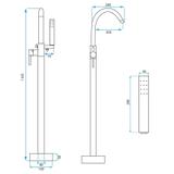 Bateria wannowa podłogowa Rea Lungo złota szczotkowana