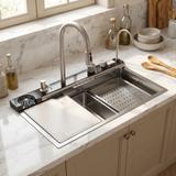 Wielofunkcyjny zlewozmywak stalowy 10w1 REA Alonzo Nikiel Szczotkowany