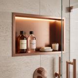 UGRADBENA KUPAONSKA POLICA LED 30x45 brush copper