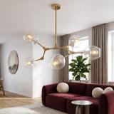Lampa Wisząca Szklane Kule 5 Ramion APP506-5C Złota