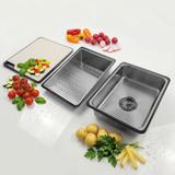 Wielofunkcyjny zlewozmywak stalowy 10w1 REA Alonzo Nikiel Szczotkowany