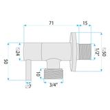 Ugaoni ventil 1/2" x 3/4" Brush Nickel