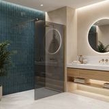 Stena za prhanje Rea Flexi Grey / Brush Gold 80