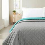 Narzuta dwustronna pikowana Inez  jasnoszary-miętowy