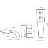 Třídílná vanová baterie REA RIVEN Brush Gold