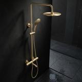 Kit de douche avec thermostat Lungo Diamond Gold Brush