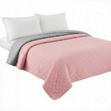 Narzuta dwustronna pikowana Inez  jasnoszary-różowy