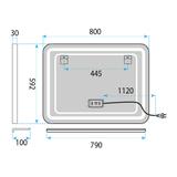 LED sieninis veidrodis su lentyna 80x60 cm L-8060
