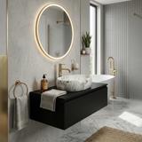 Wastafel Linda Stone + Kraan Lungo Gold High + universele plug gold