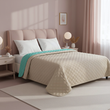 Narzuta dwustronna pikowana Inez beżowo-miętowy