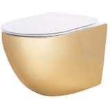 Závěsná WC mísa REA CARLO Flat Mini - Zlatá-bílá