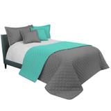 Narzuta dwustronna pikowana Inez  ciemnoszary-miętowy