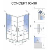 Rea Concept Μαύρη καμπίνα ντους 90x90