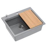 Granite sink KURT 110 WORKSTATION Grey Metallic