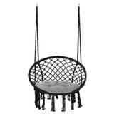 Fotel wiszący boho z poduszką black 490129A