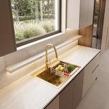 Steel sink with 3-piece accessory set REA Leo 50 Brush Gold