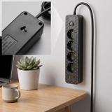 Listwa zasilająca Przedłużacz 4 gniazda + 2x USB-A + USB-C JNH021-4A Czarny