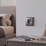 Gniazdo pojedyncze z uziemieniem + USB-A USB-C z ramką OSTE JNH004-G Szare