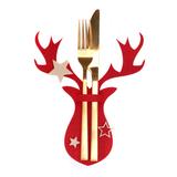 Pokrowiec na sztućce Świateczny 6 szt Renifer Czerwony
