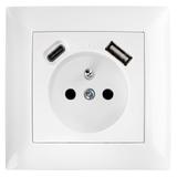 Gniazdo pojedyncze z uziemieniem + USB-A USB-C z ramką OSTE JNH004-G Białe