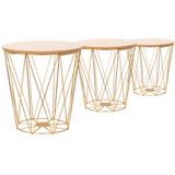 Komplet  trzech stolików drucianych TWINS gold